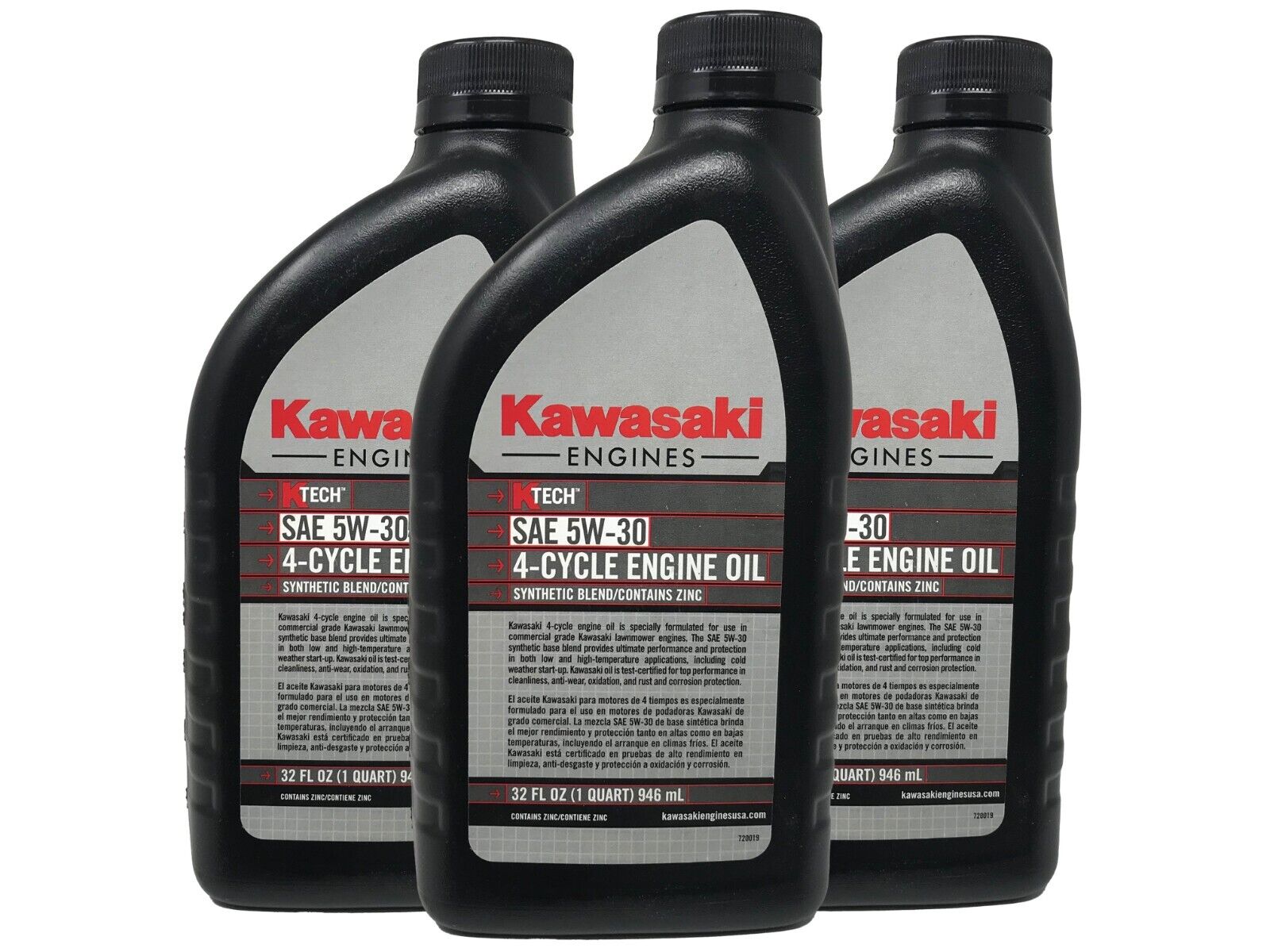 Kawasaki Genuine OEM SAE 5W-30 Engine Oil 99969-6500 - 3 Pack