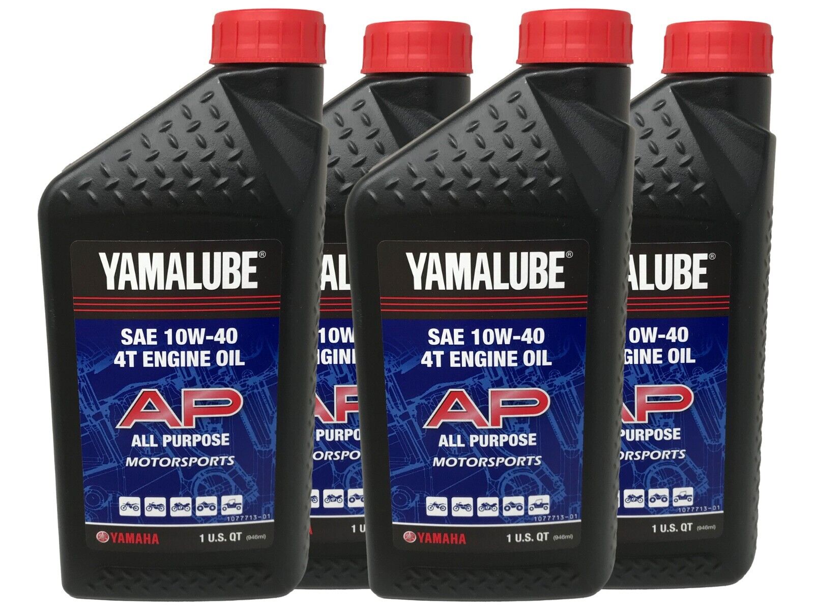 Yamaha Genuine OEM SAE 10W-40 4T Engine Oil LUB-10W40-AP-12 - 4 Pack