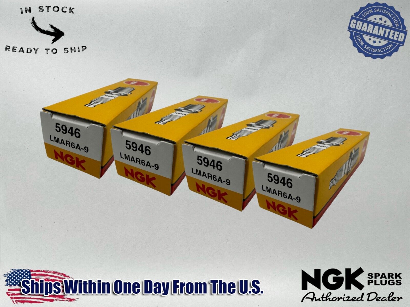 NGK Genuine OEM Authentic Spark Plugs LMAR6A-9 - 4 PACK