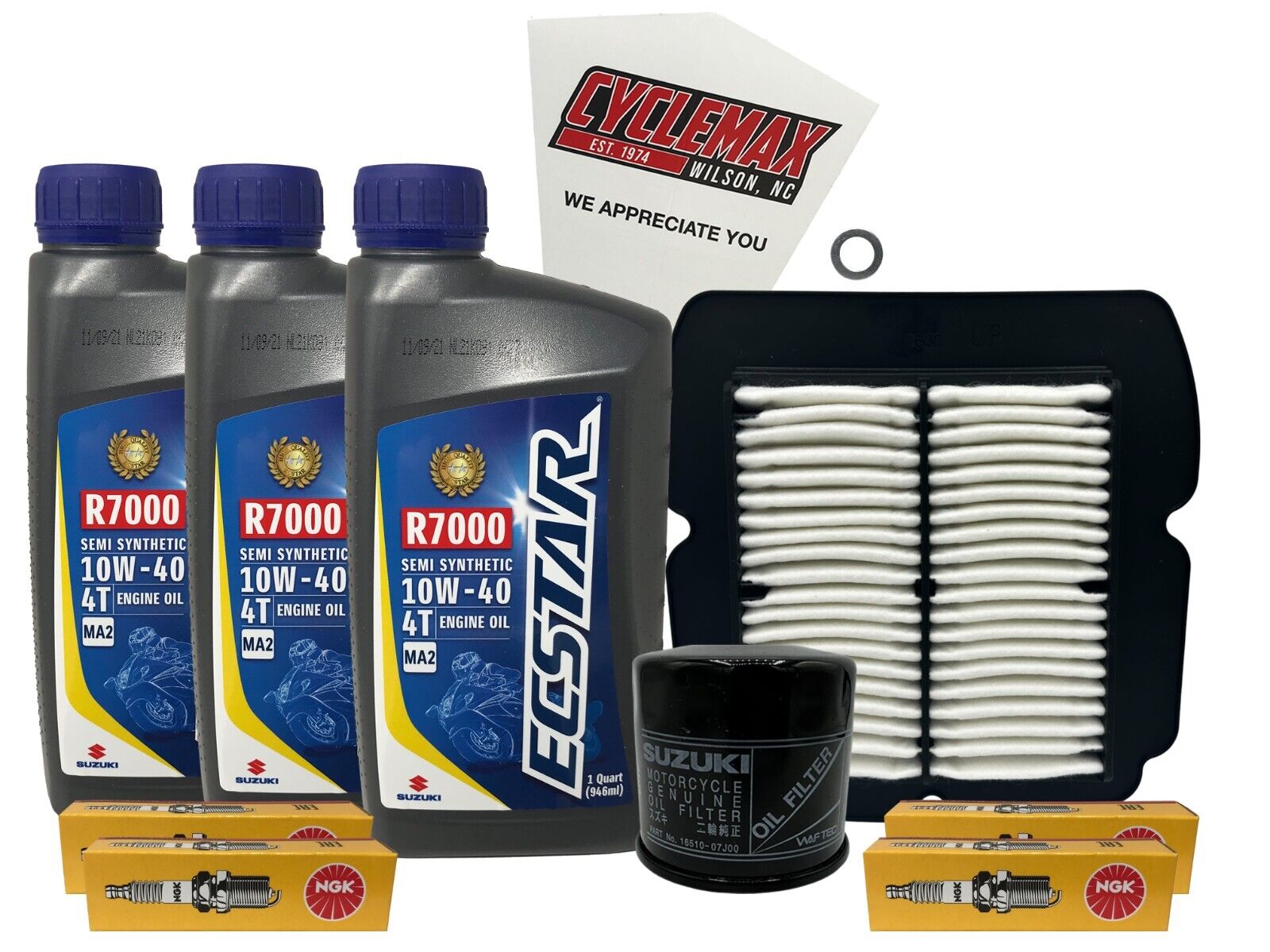 Cyclemax Semi-Synthetic Tune Up Kit with Spark Plugs fits 2001-2008 Suzuki SV650