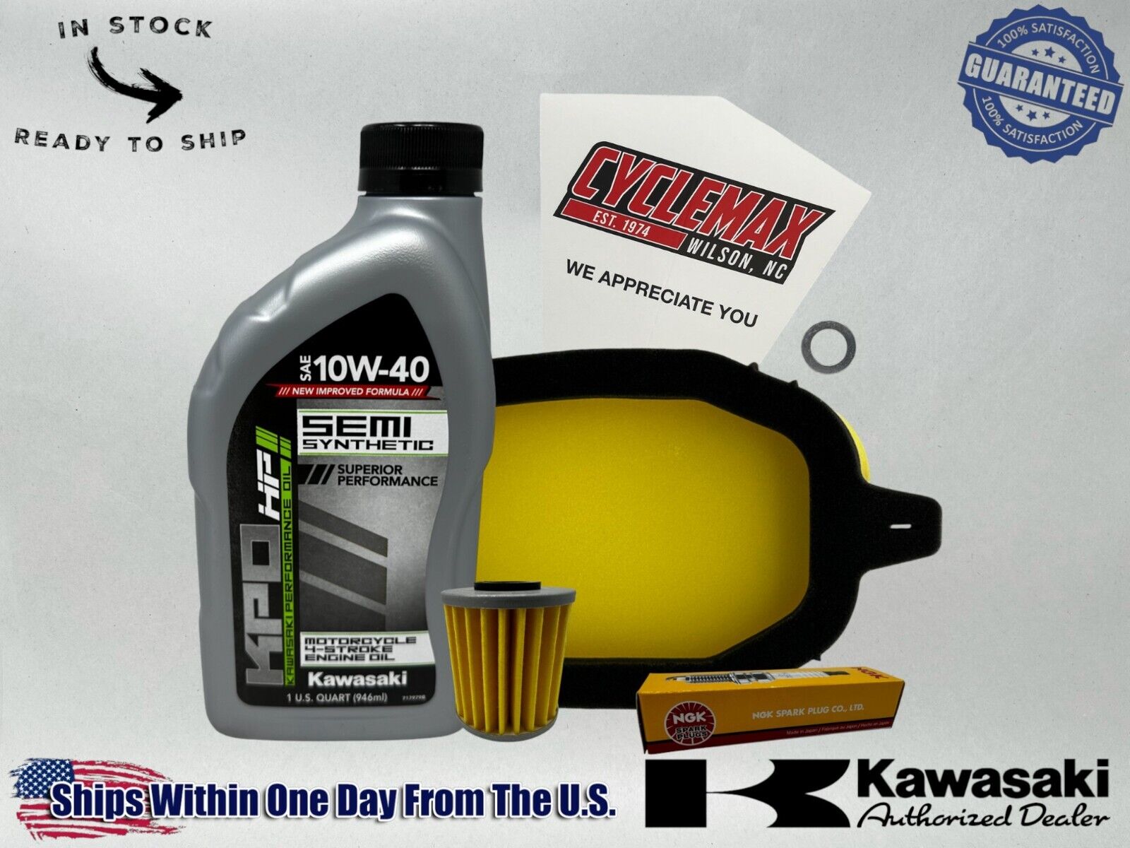 Cyclemax Semi Synthetic Tune Up Kit fits 2024 Kawasaki KX450 with Spark Plug