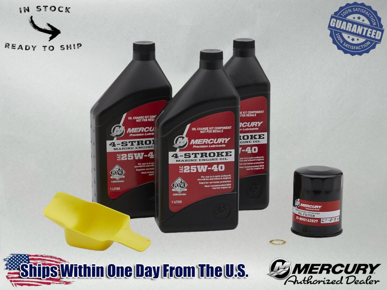 Mercury OEM SAE 25W-40 OB Oil Change Kit for Mercury 40/50/60hp EFI 8M0081916 