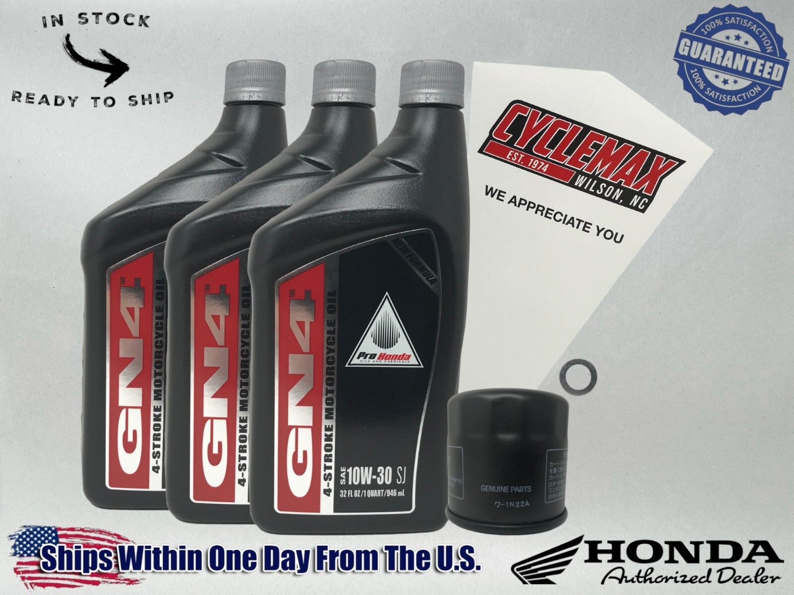 Cyclemax Standard GN4 10W-30 Oil Change Kit compatible with 2019-2025 Honda CB500F