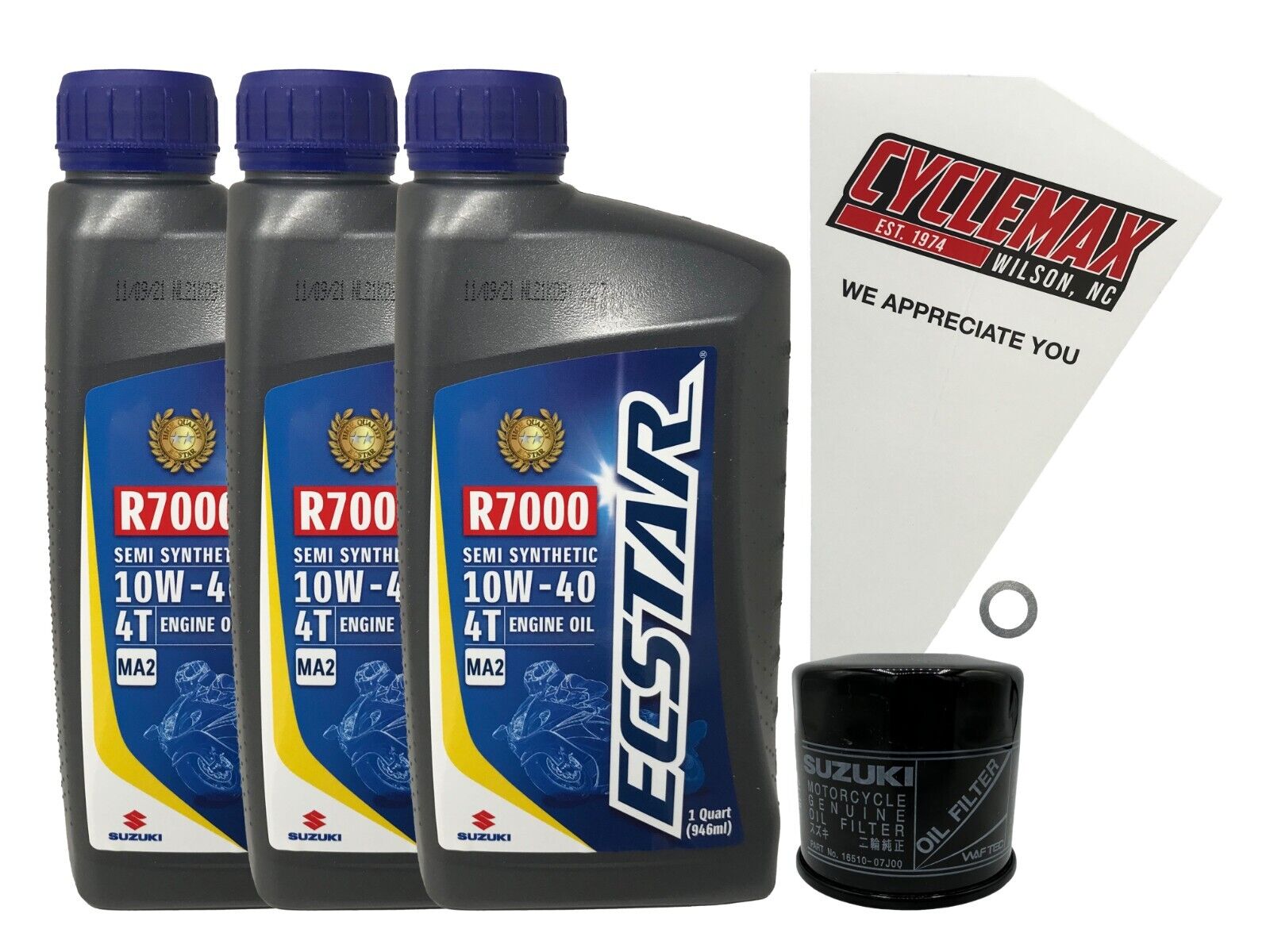 Cyclemax Genuine OEM Semi-Synthetic Oil Change Kit fits 2001-2019 Suzuki VZ-800