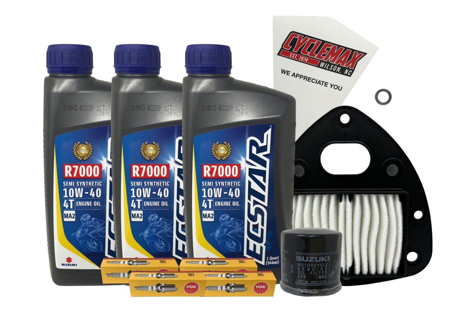 Cyclemax Semi-Synthetic Tune Up Kit w/ Spark Plugs fits 2013-2016 Suzuki VZ-800