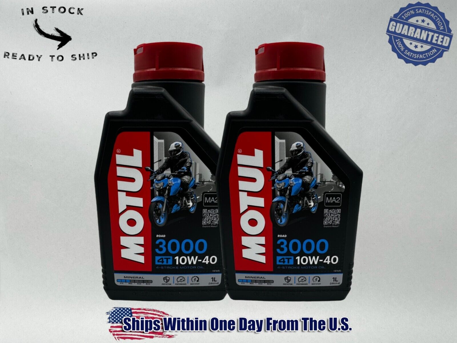 Motul Genuine OEM Motul 3000 4T 10w-40 Standard Motorcycle Oil MOT30-2PACK