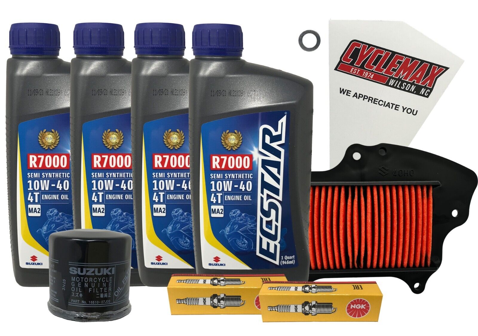 Cyclemax Semi-Synthetic Tune Up Kit w/ Spark Plugs fits 2013-2019 Suzuki VL-1500