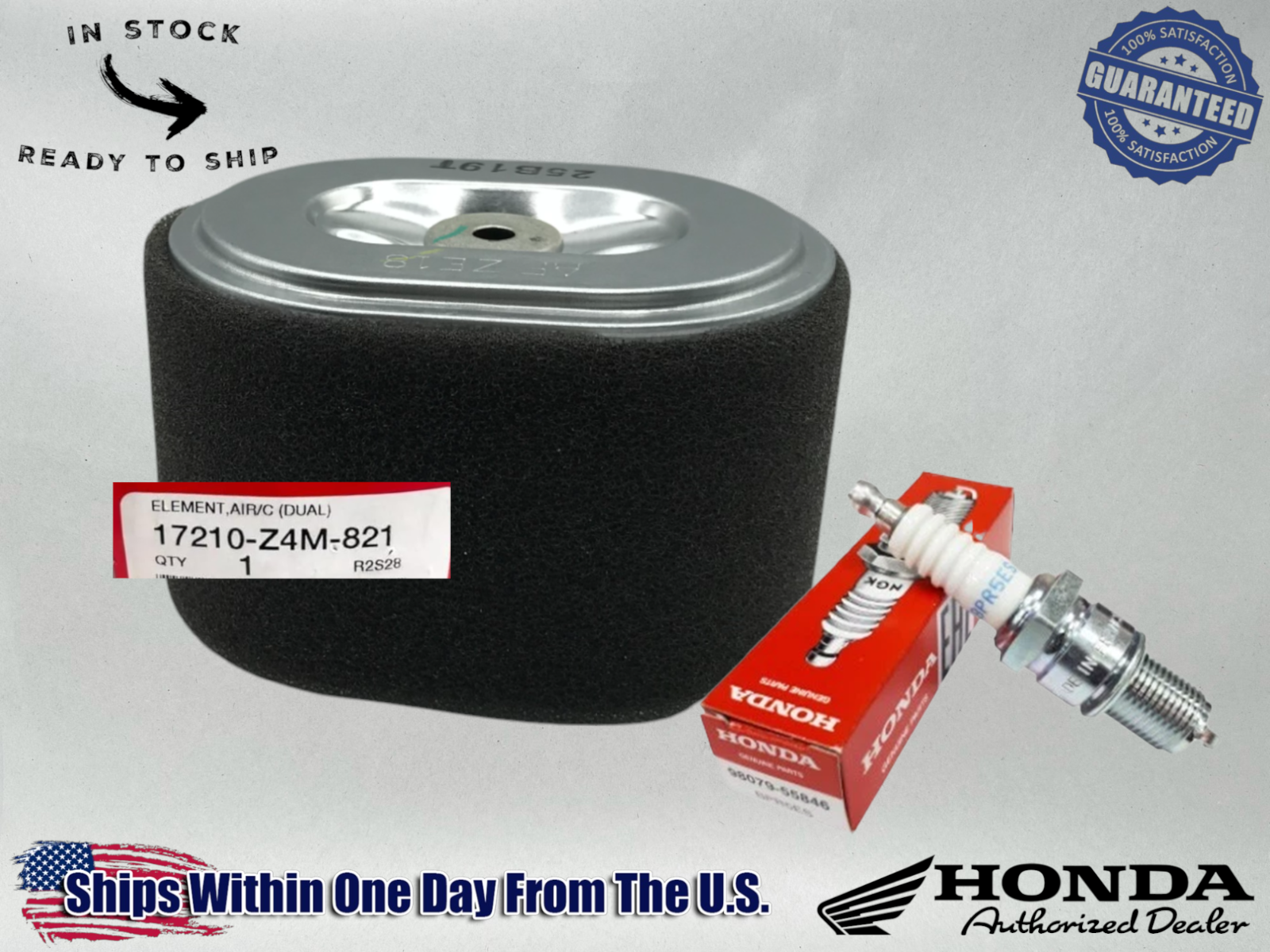 Honda Genuine OEM Authentic Air Filter Element AFZE18 GX160 GX200 Spark Plug