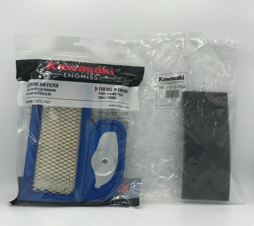 Genuine OEM Kawasaki Engines 11013-7002 Air Filter & 11013-7022 Pre Filter