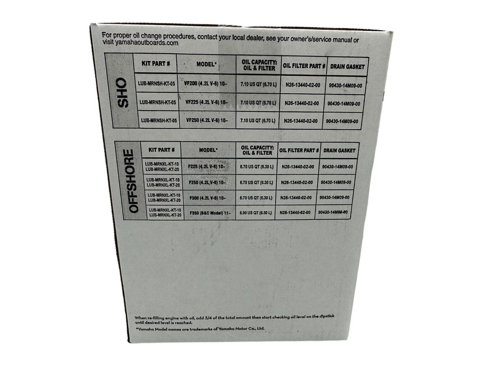 Cyclemax Yamalube 10W30 Marine Oil Change Kit fits 2010-2024 Yamaha F225 Engine