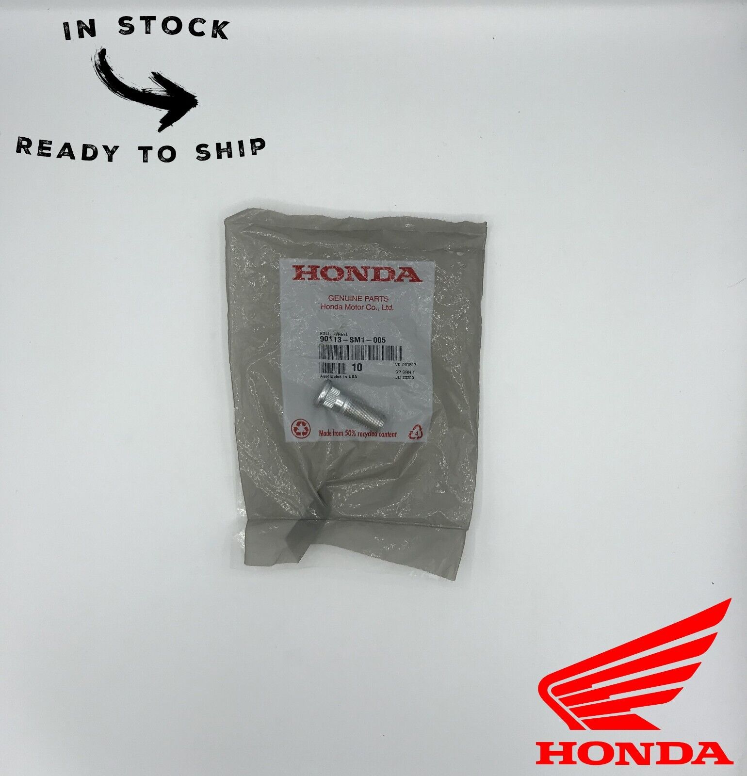 Genuine OEM Honda Wheel Lug Bolt Stud 90113-SM1-005