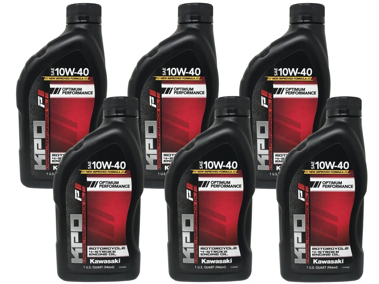 Kawasaki Genuine OEM KPO Motorcycle 10W-40 Oil Quart K61021-101-01Q - 6 Pack