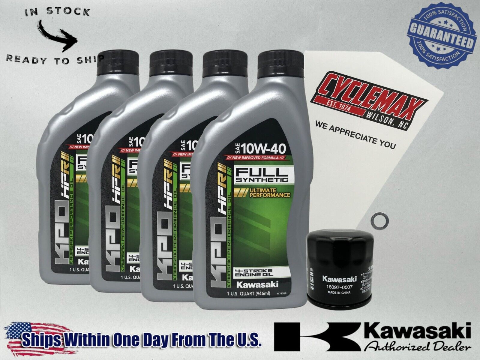 Cyclemax Full Synthetic Oil Change Kit fits 2024 Kawasaki RIDGE