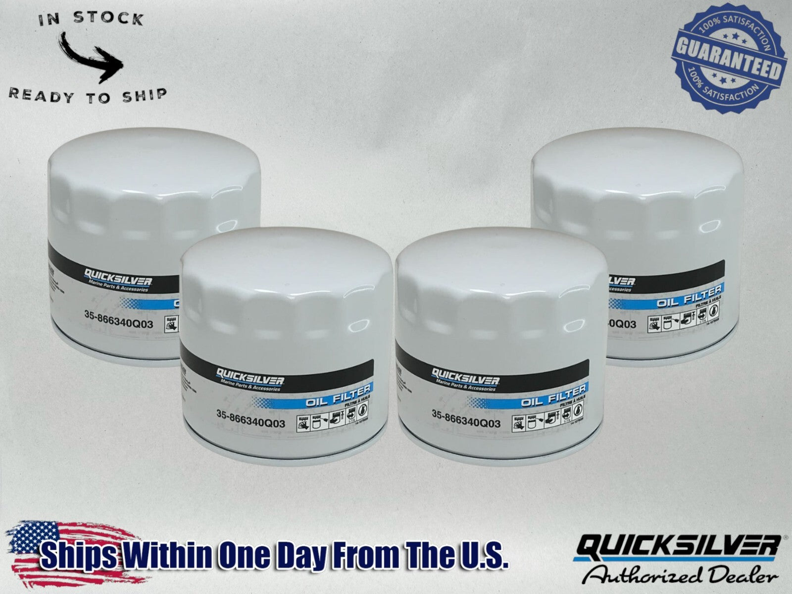Quicksilver Genuine OEM Authentic Oil Filters 35-866340Q03 4 Pack
