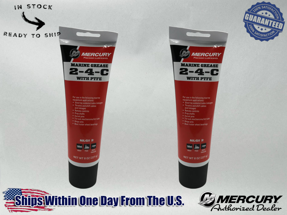 Mercury OEM 2-4-C Marine Lubricant with Teflon 8 oz Tubes 92-802859A1 2 Pack