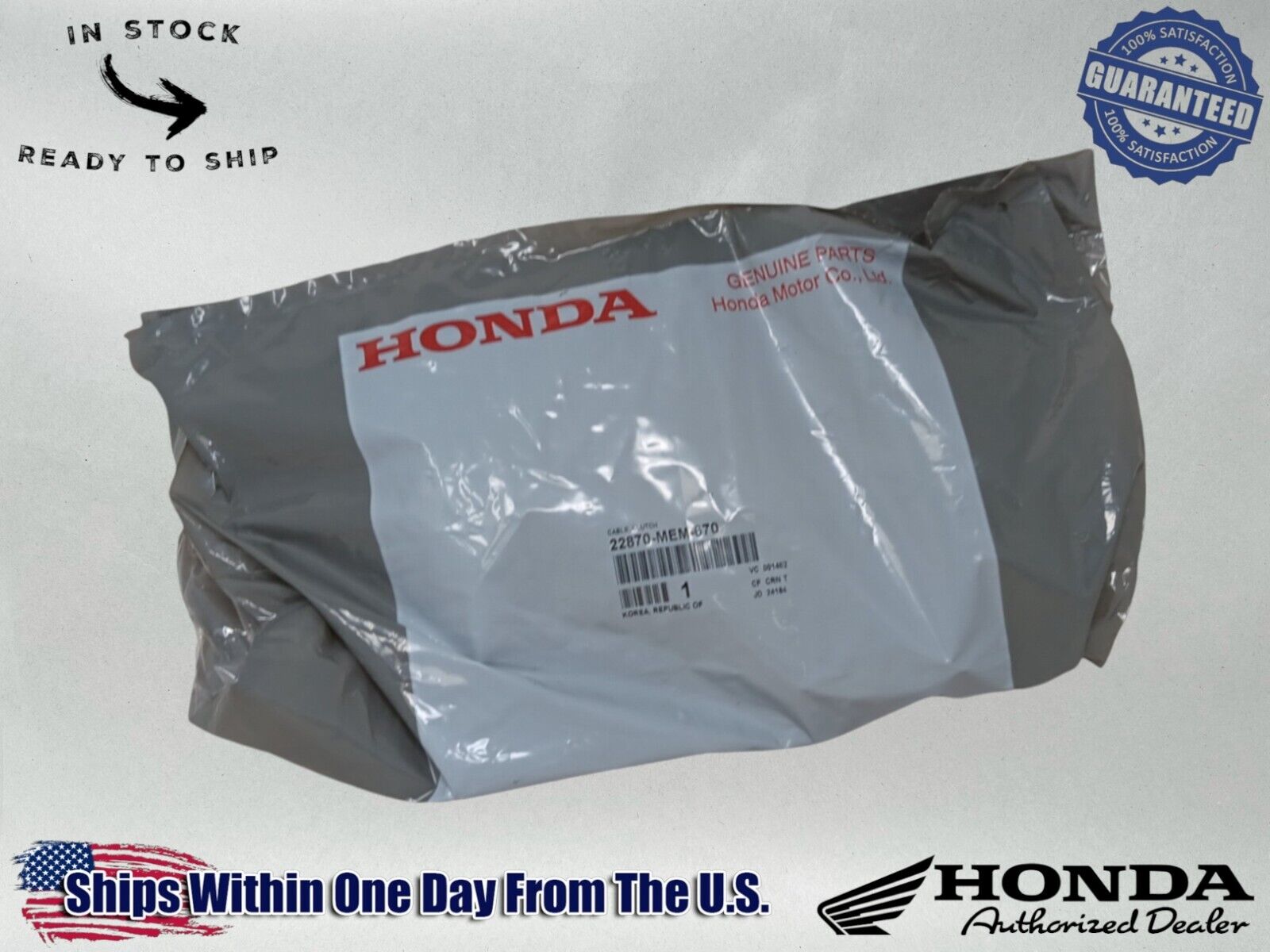 Honda Genuine OEM Authentic Clutch Control Cable 22870-MEM-670