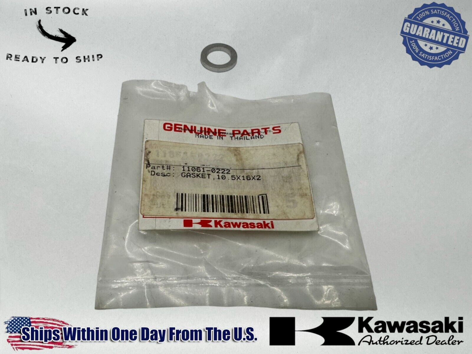 Kawasaki Genuine OEM Authentic 10.5X16X2 Gasket 11061-0222