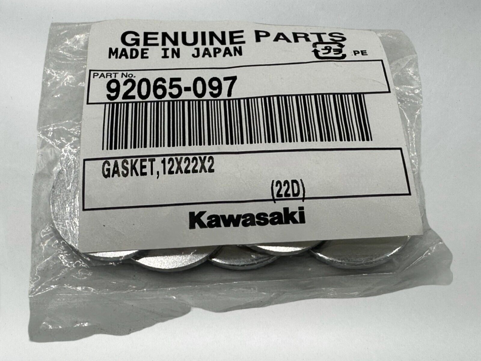 Kawasaki Genuine OEM Authentic Gasket 12X22X2 92065-097