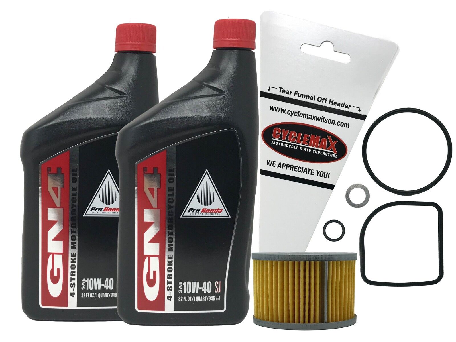 Cyclemax Genuine 1988-1990 Honda VTR250 VTR 250 10W-40 Oil Change Kit