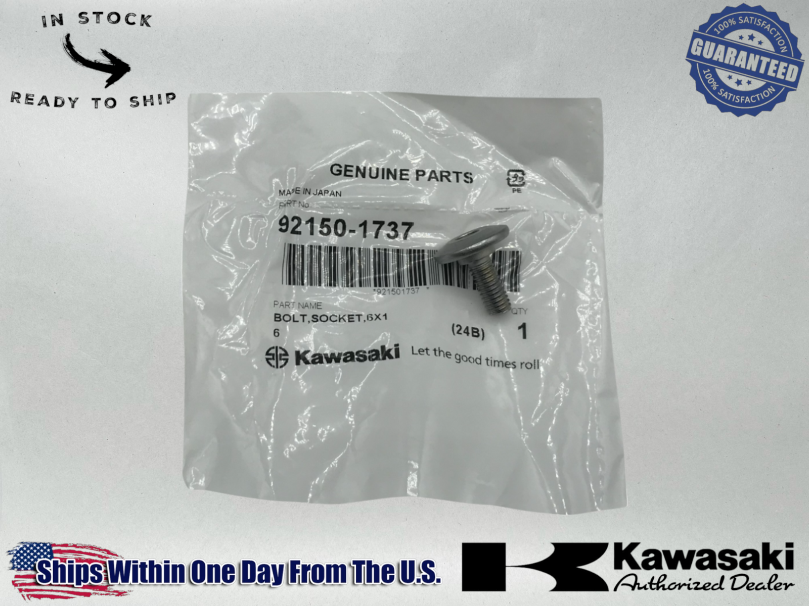 Kawasaki Genuine OEM Authentic Kickstarter Bolt Muti-Fit 92150-1737