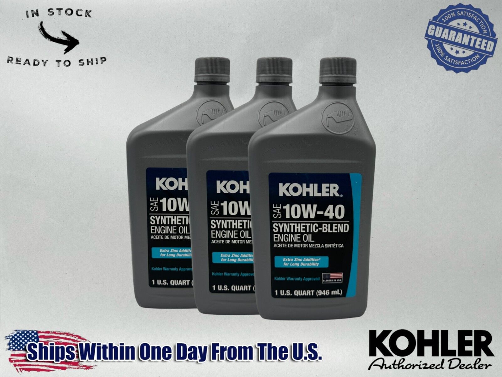 Kohler Genuine OEM SAE 10W-40 Synthetic-Blend Engine Oil 25 357 71-S-3PACK