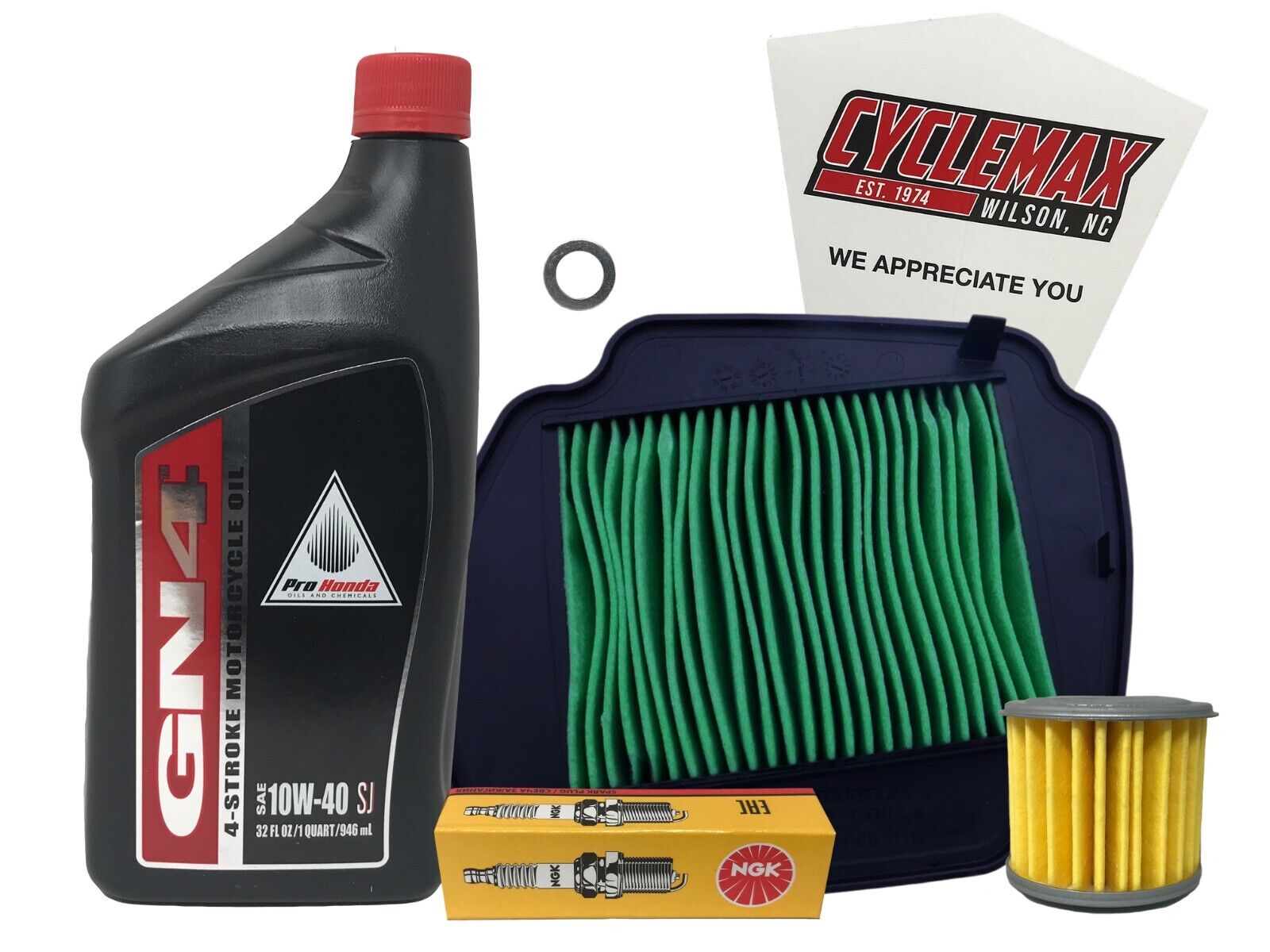 Cyclemax 10W-40 Tune-Up Kit fits 2021-2024 Honda Grom w/ Air Filter & Spark Plug