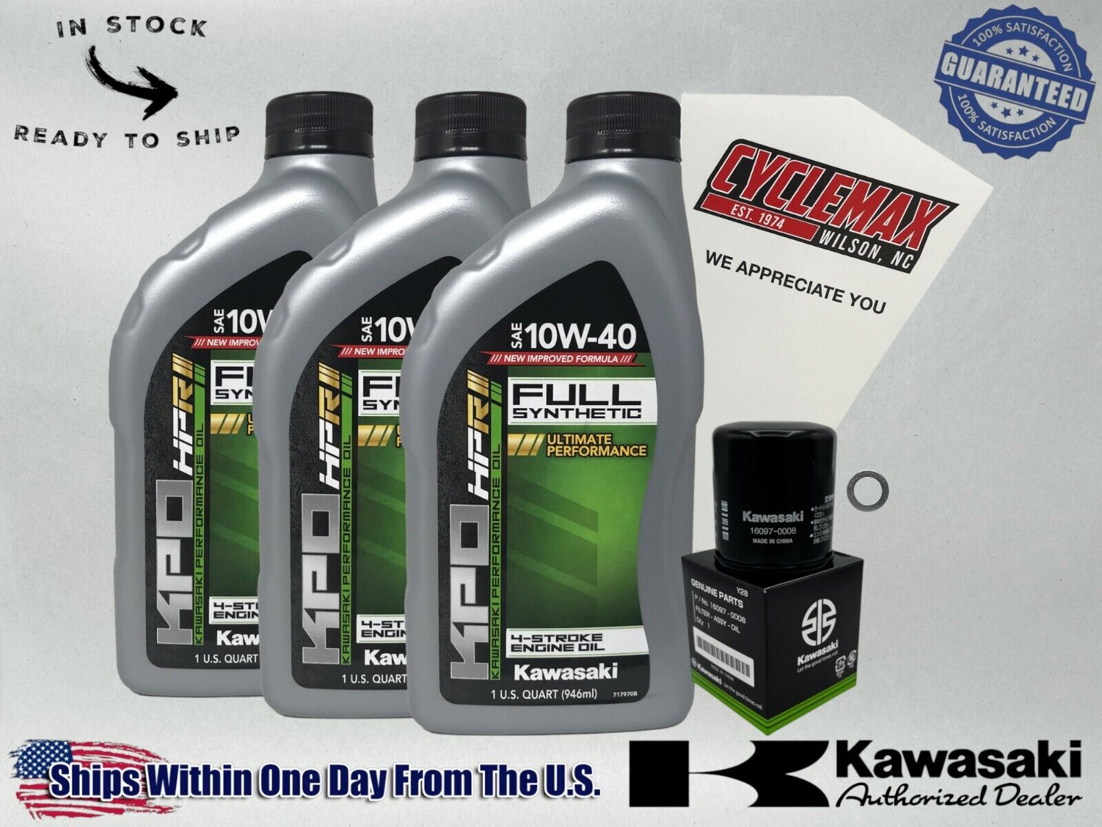 Cyclemax Full-Synthetic KPO Oil Change Kit fits 2017-2024 Kawasaki Z650