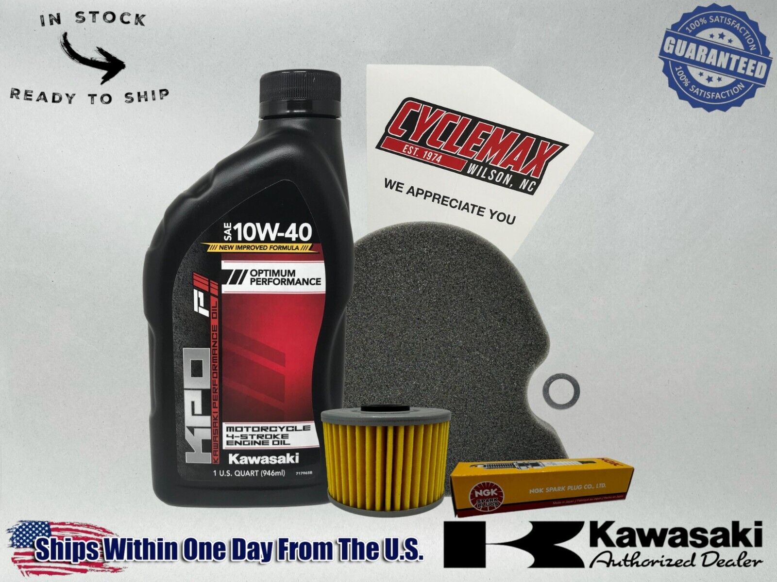 Cyclemax Standard 10W-40 Tune Up Kit fits 2004-2024 Kawasaki KLX110R w/ Plug