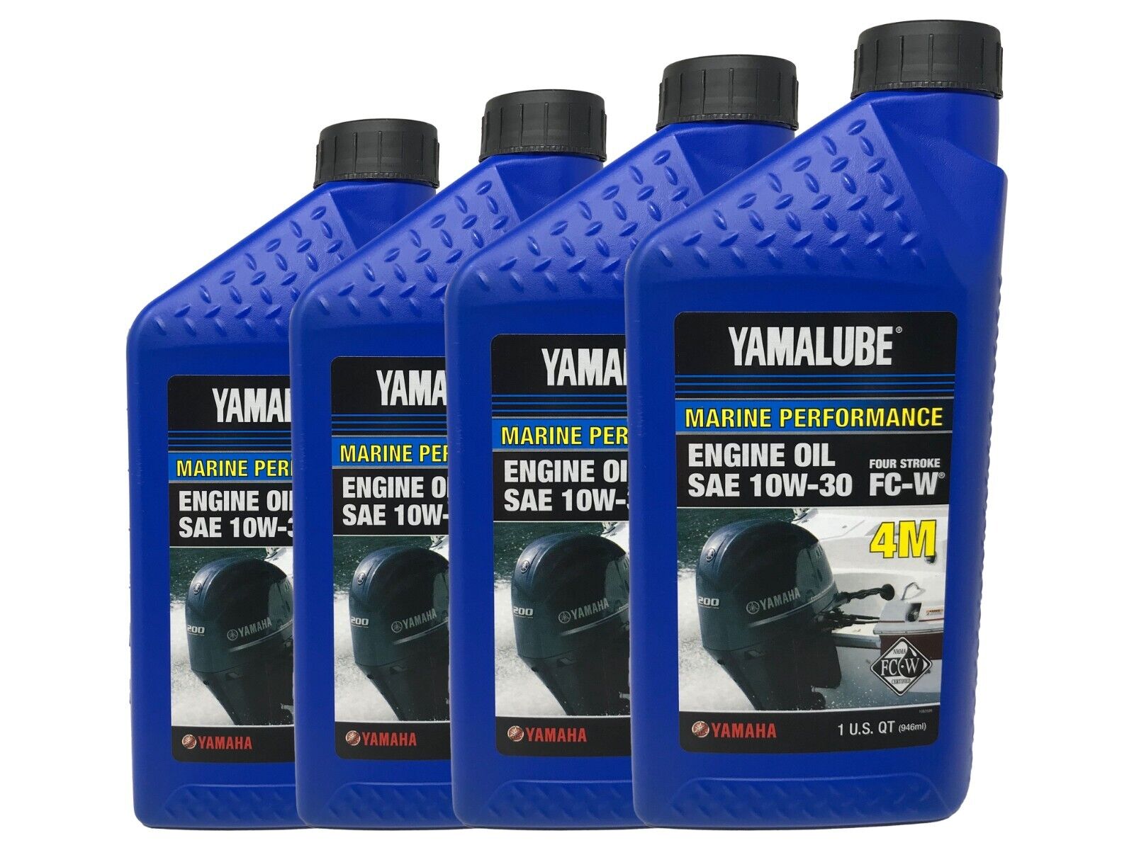 Yamaha Genuine OEM Yamalube Marine 10W30 Engine Oil LUB-10W30-FC-12 - 4 Pack