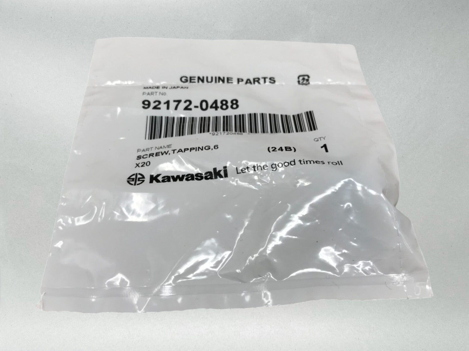 Kawasaki OEM Authentic SCREW,TAPPING,6X20 92172-0488 1