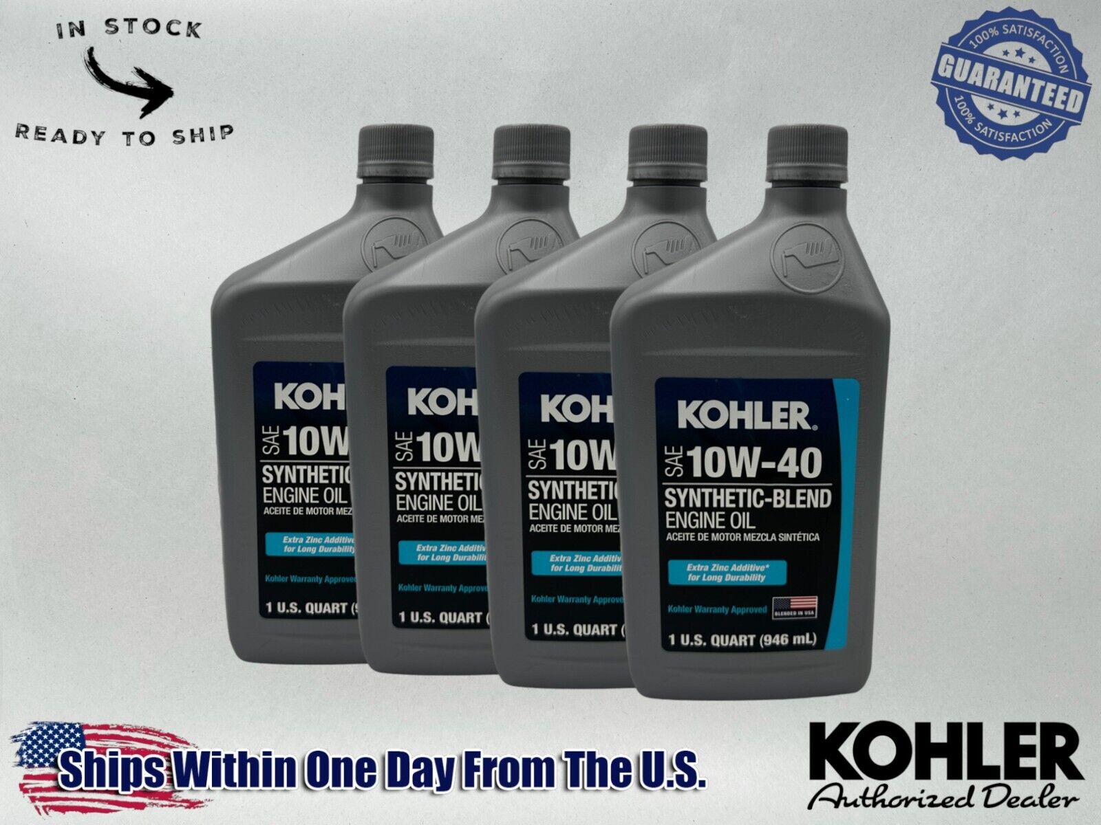 Kohler Genuine OEM SAE 10W-40 Synthetic-Blend Engine Oil 25 357 71-S-4PACK