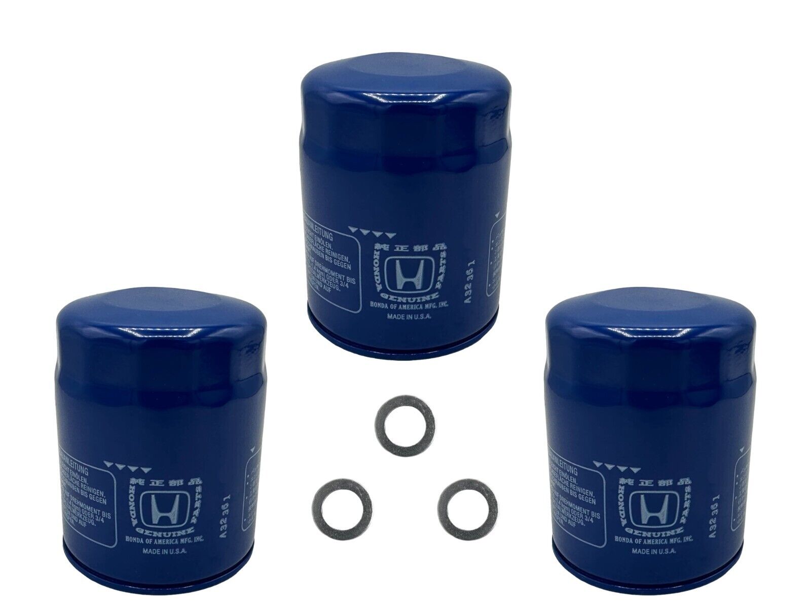 Cyclemax 3 Pack for Honda Genuine OEM Authentic Oil Filter includes 14mm Washers