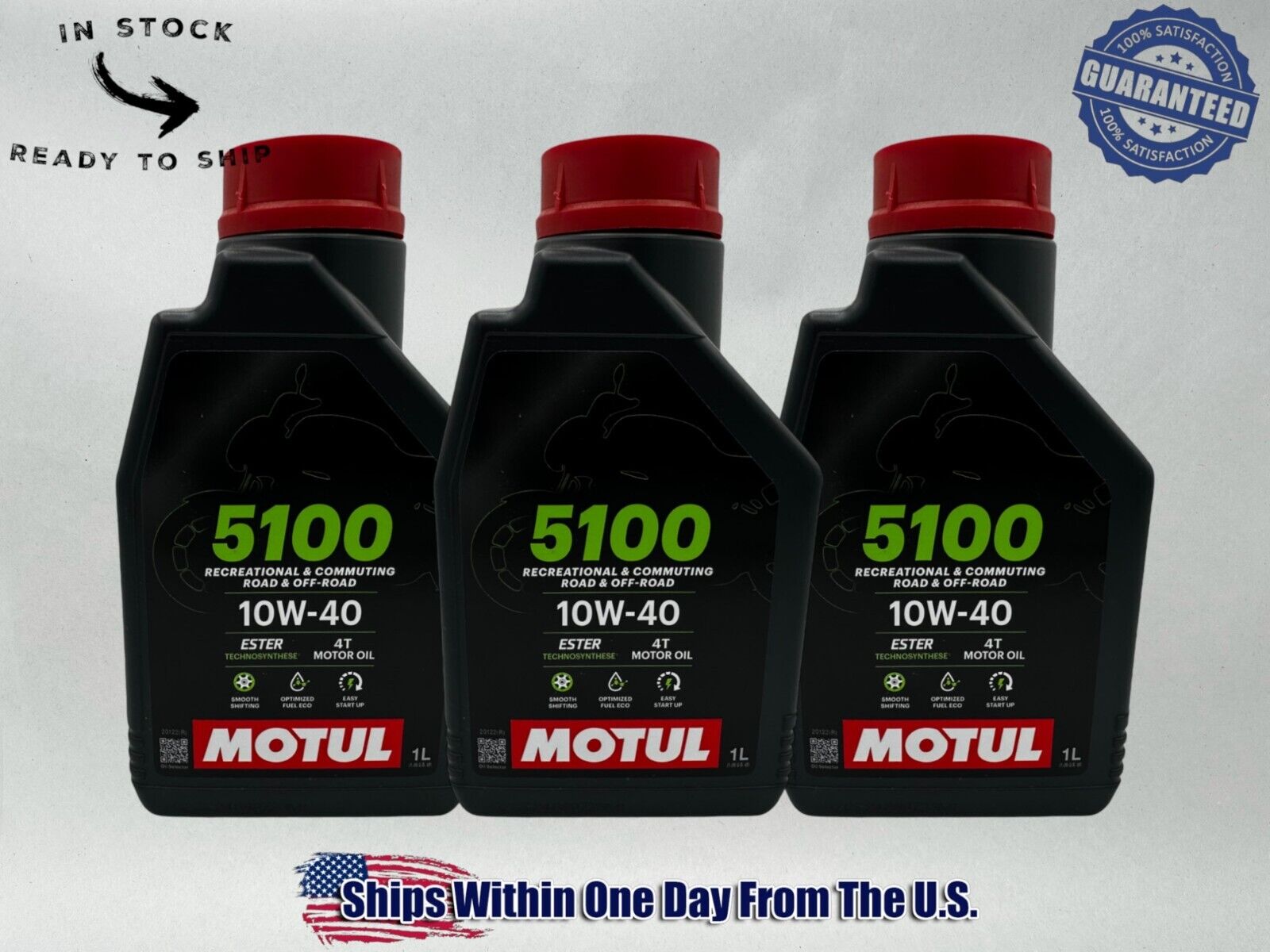 Motul Genuine OEM Motul 5100 4T 10w-40 Semi Synthetic Motorcycle Oil MOT46-3PACK