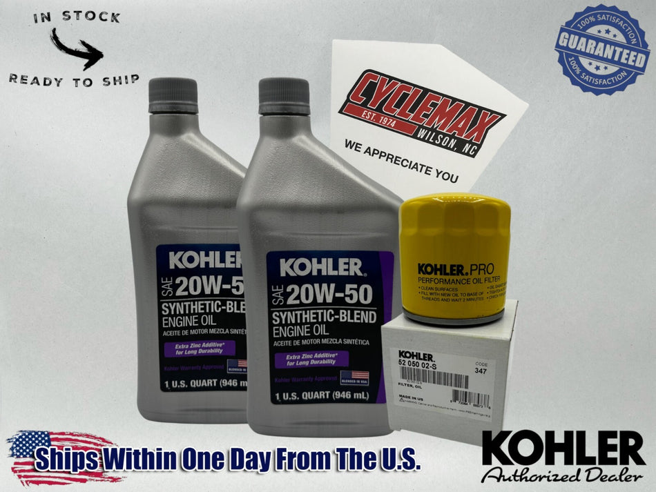 20W-50 Semi Synthetic Oil Change Kit fits Kohler Lawnmower Engines