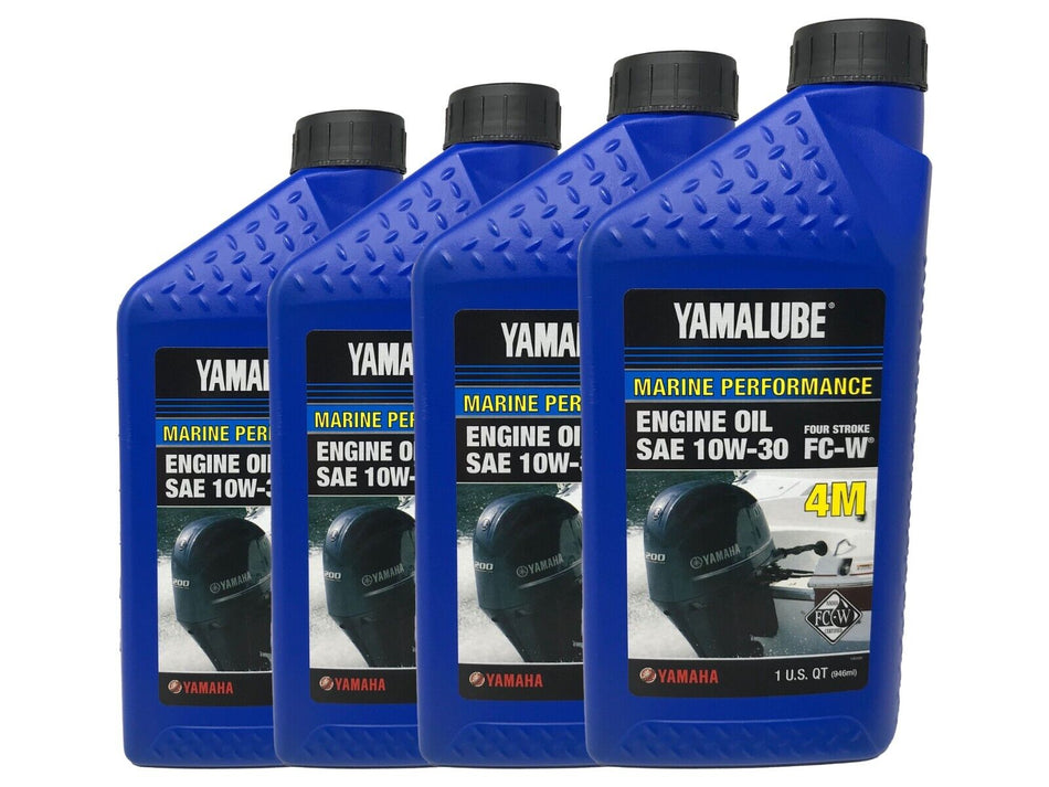 Yamaha Genuine OEM Yamalube Marine 10W30 Engine Oil LUB-10W30-FC-12 - 4 Pack