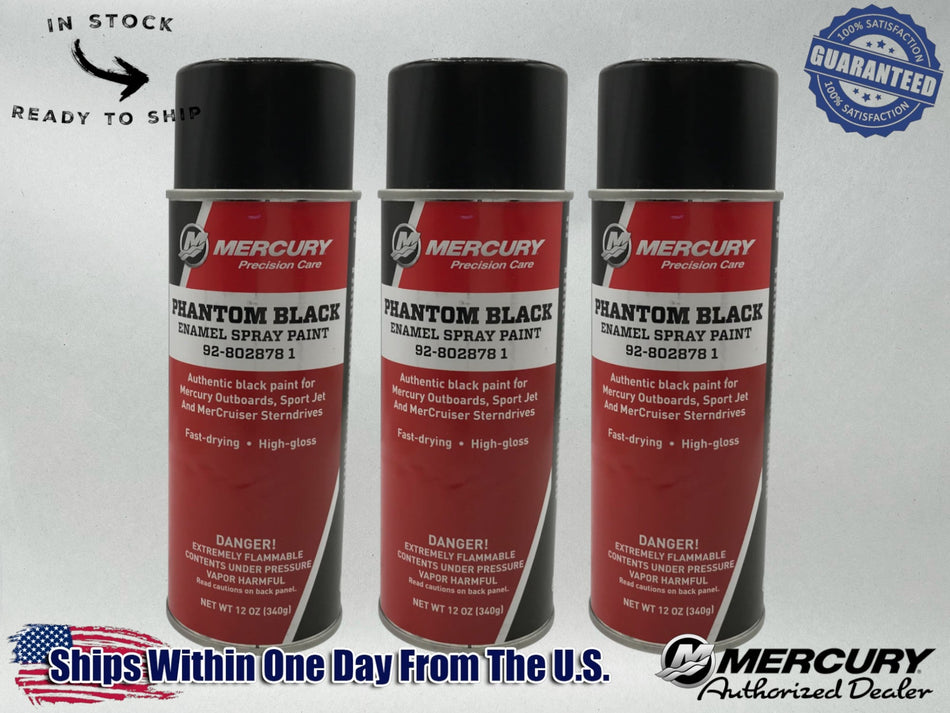 Mercury Genuine OEM Authentic Phantom Black Spray Paint 12 OZ 92-8028781 3 Pack