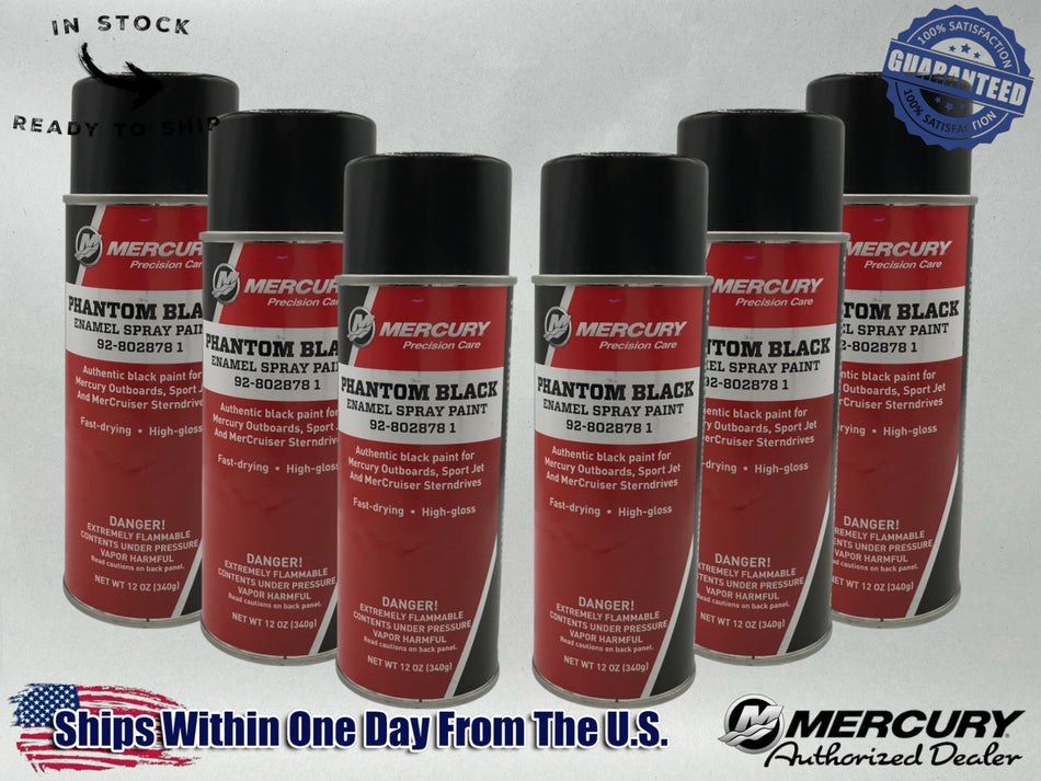 Mercury Genuine OEM Authentic Phantom Black Spray Paint 12 OZ 92-8028781 6 Pack