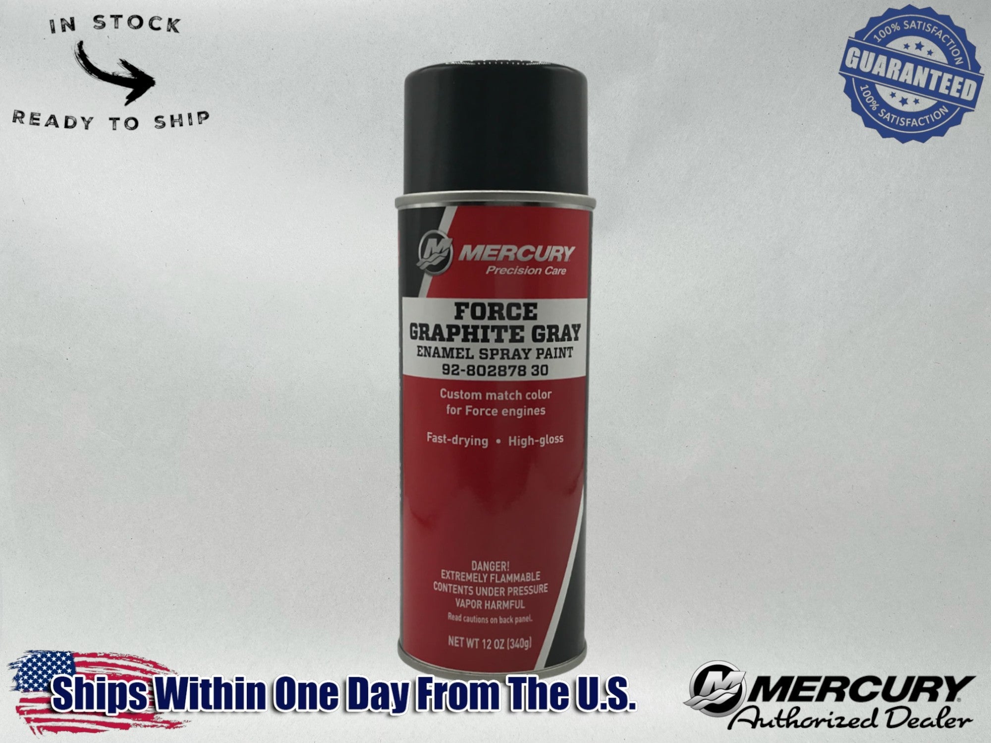 Mercury Genuine OEM Authentic Force Graphite Gray Enamel Spray Paint 80287830