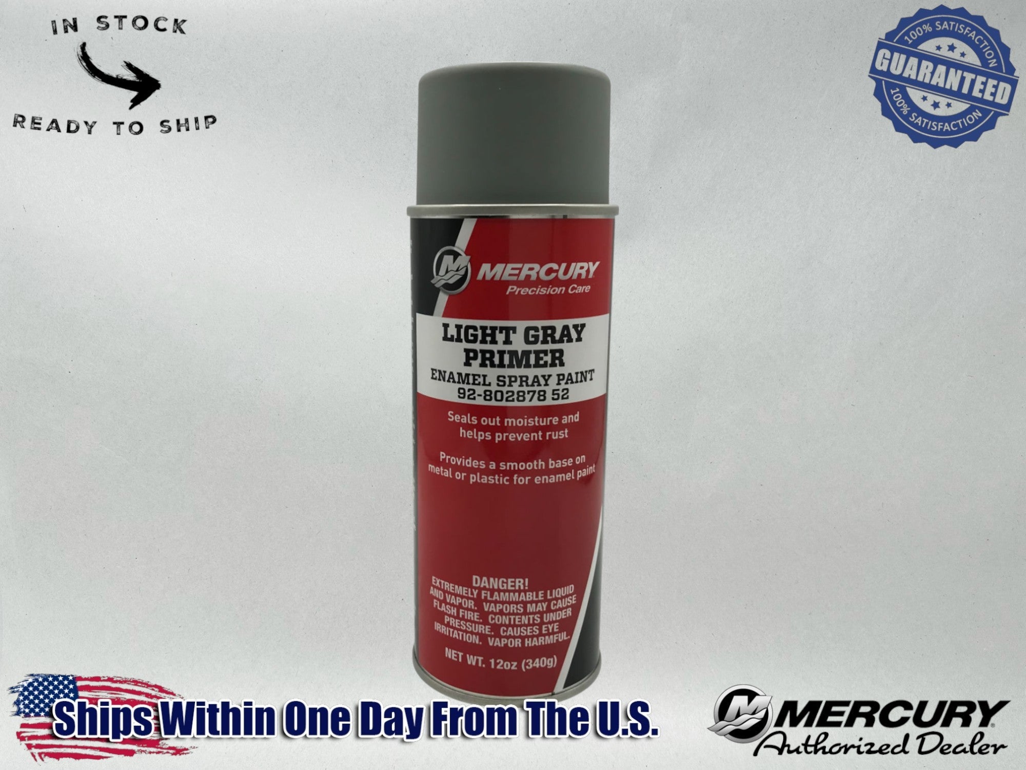 Mercury OEM Authentic Light Grey Primer Enamel Spray Paint Can PN 92-80287852