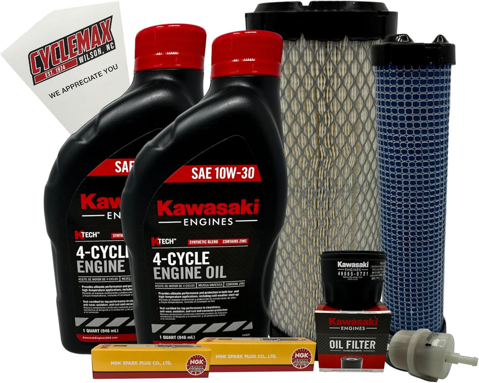 Tune Up Kit SAE 10W-30 with Spark Plugs compatible with Kawasaki compatible with FX651V FX691V FX730V
