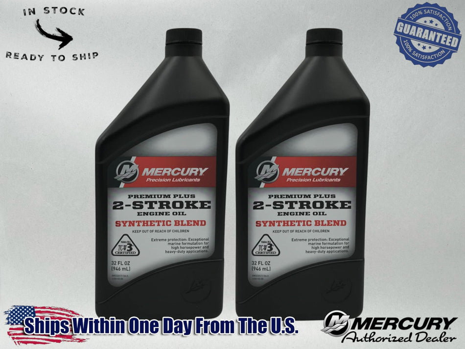 Mercury OEM Premium Plus 2-Stroke Semi Synthetic Oil Quarts 858026K01 2 Pack