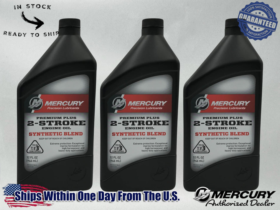 Mercury OEM Premium Plus 2-Stroke Semi Synthetic Oil Quarts 858026K01 3 Pack