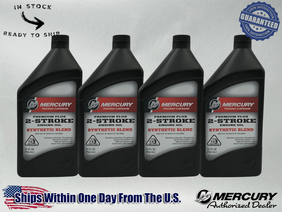 Mercury OEM Premium Plus 2-Stroke Semi Synthetic Oil Quarts 858026K01 4 Pack