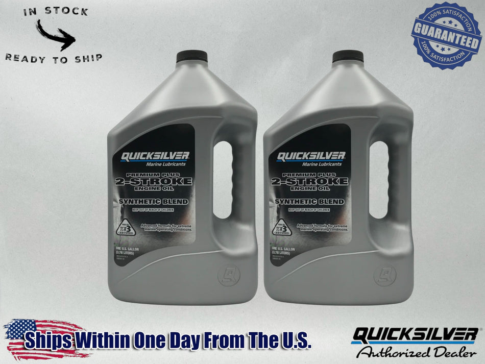 Quicksilver OEM Premium Plus 2-Stroke SS Oil Gallons 858027Q01 2 Pack