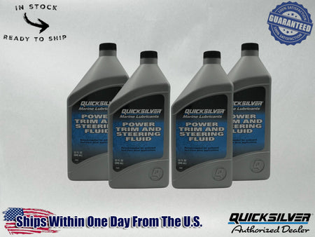 Quicksilver OEM Power Trim & Steering Fluid Quarts 92-858075Q01 4 Pack
