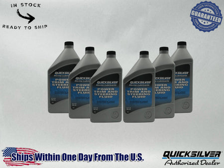 Quicksilver OEM Power Trim & Steering Fluid Quarts 92-858075Q01 6 Pack