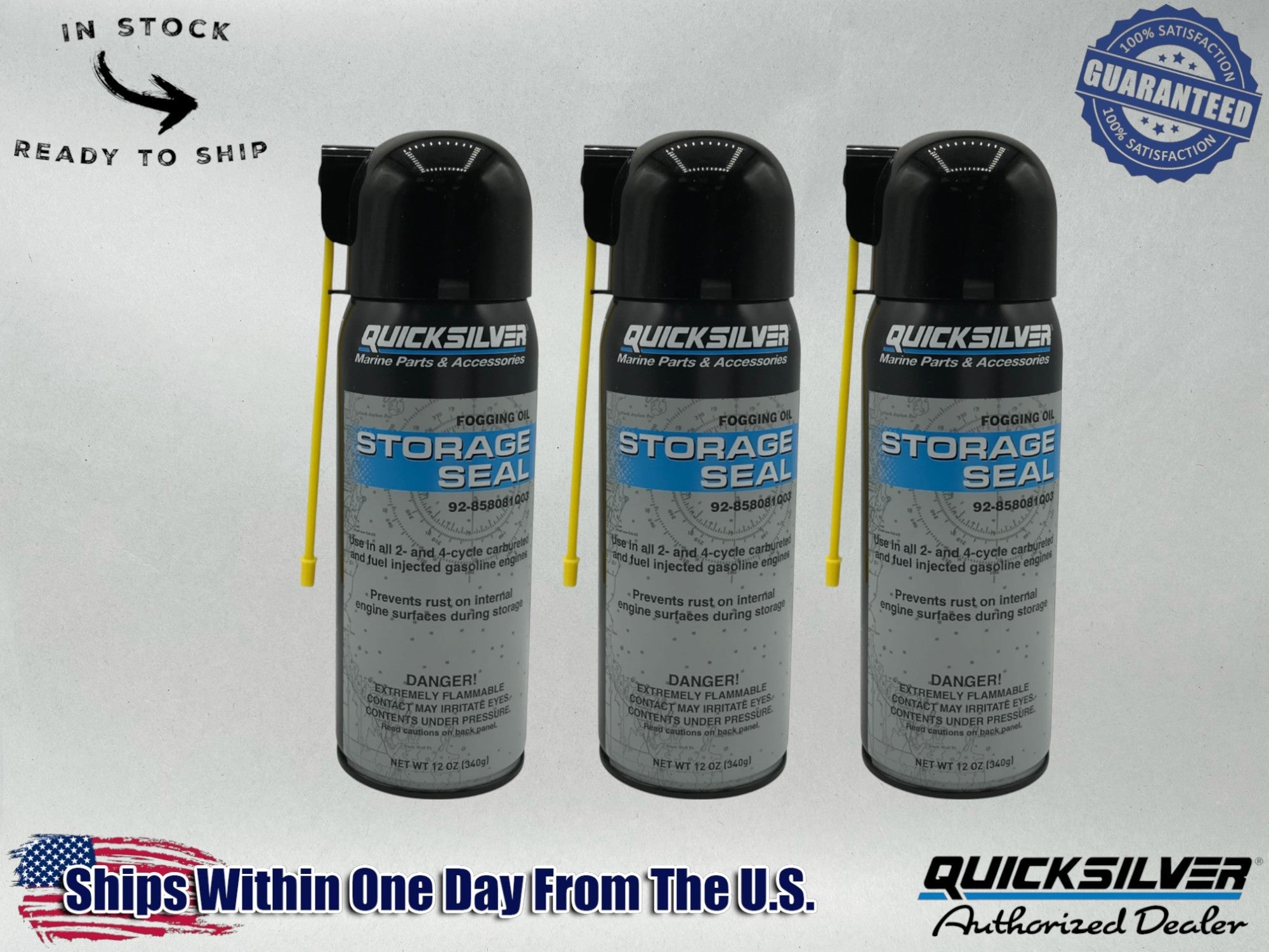 Quicksilver Genuine OEM Storage Seal Fogging Oil 12 OZ 92-858081Q03 3 Pack