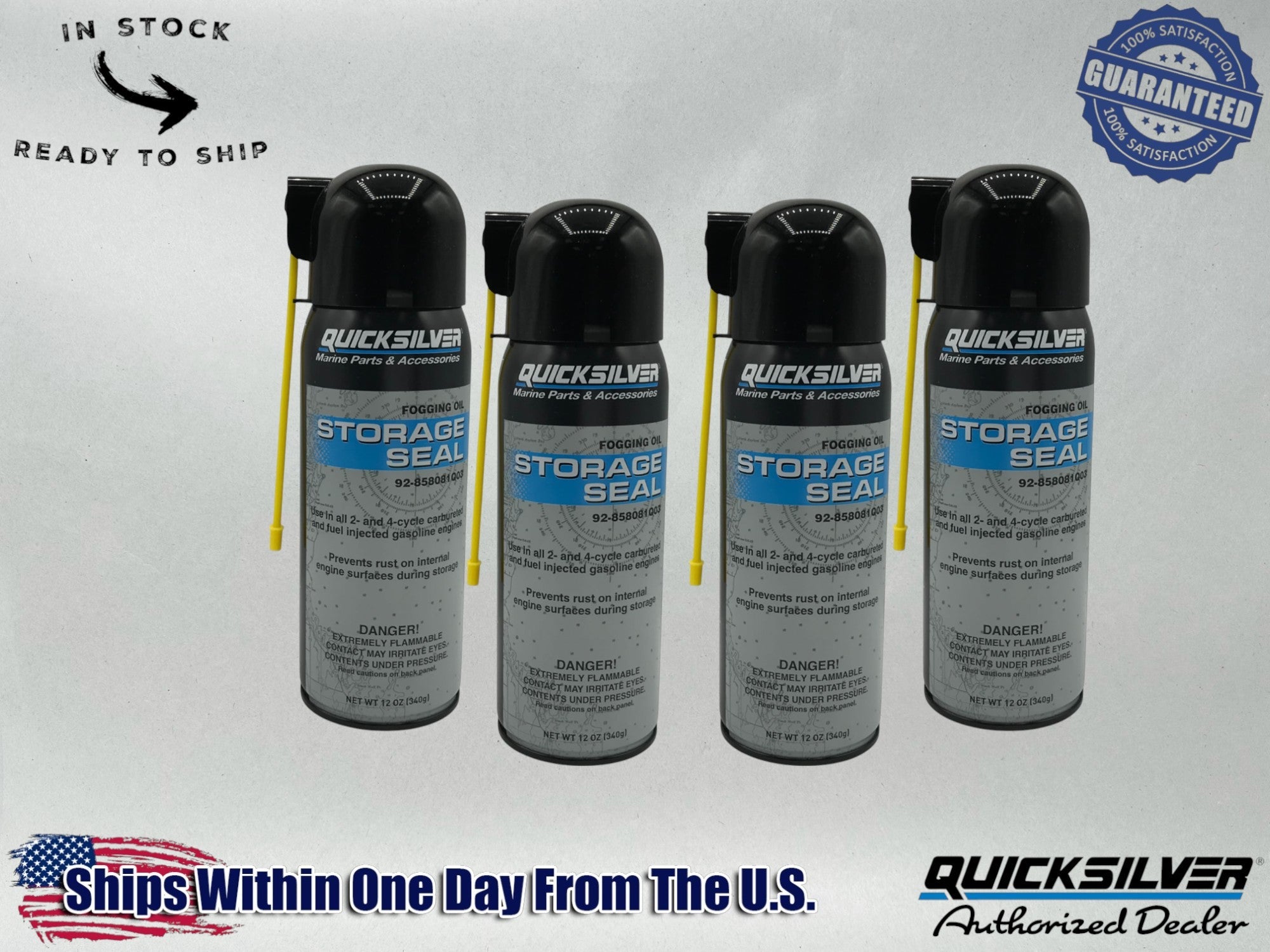 Quicksilver Genuine OEM Storage Seal Fogging Oil 12 OZ 92-858081Q03 4 Pack