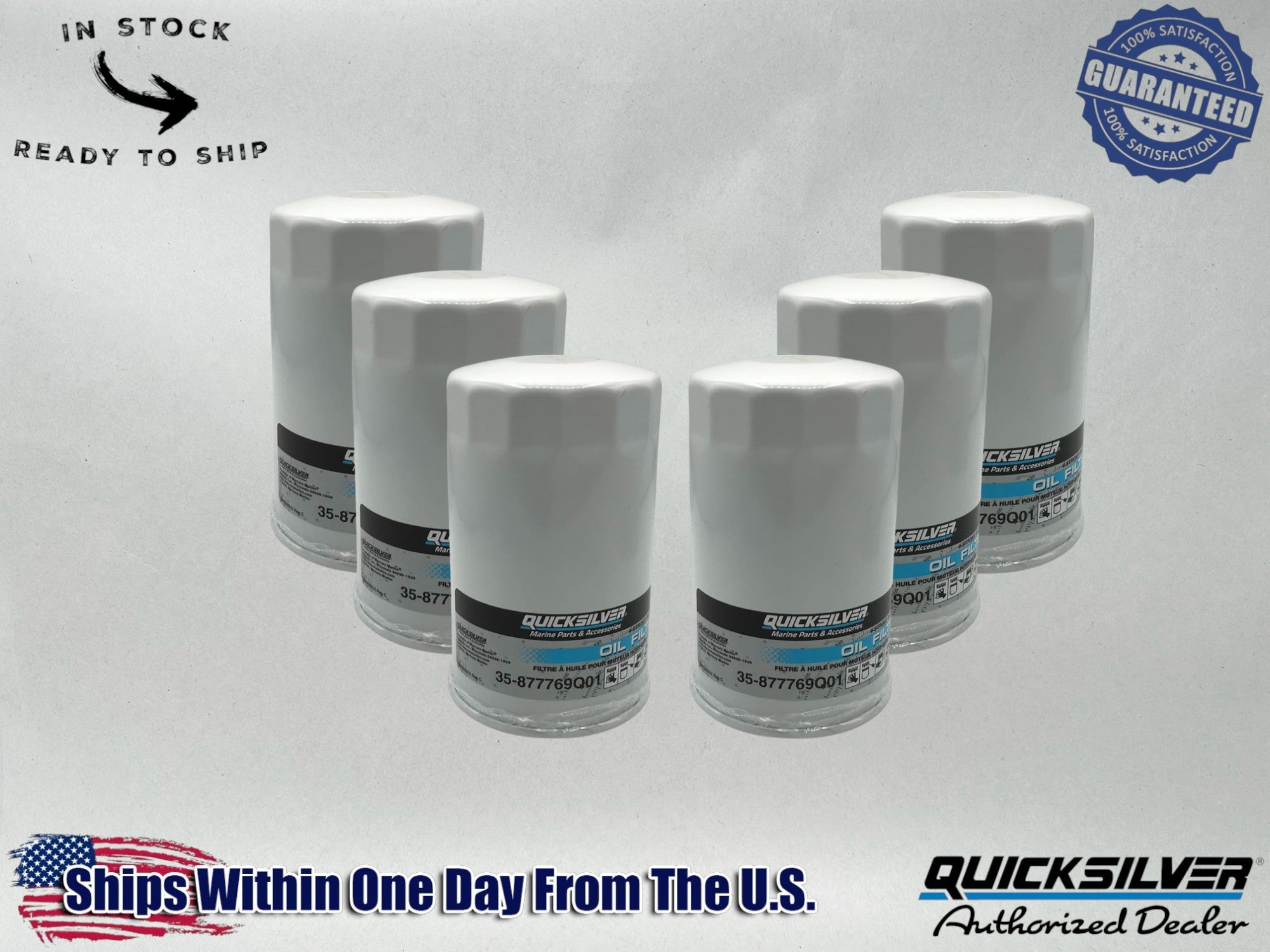 Quicksilver Genuine OEM Authentic Oil Filters 35-877769Q01 6 Pack
