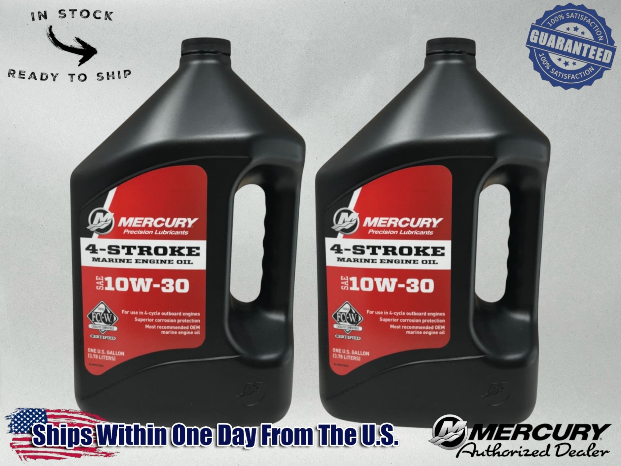 Mercury OEM Standard 10W30 Marine Oil Gallons 92-8M0078626 2 Pack